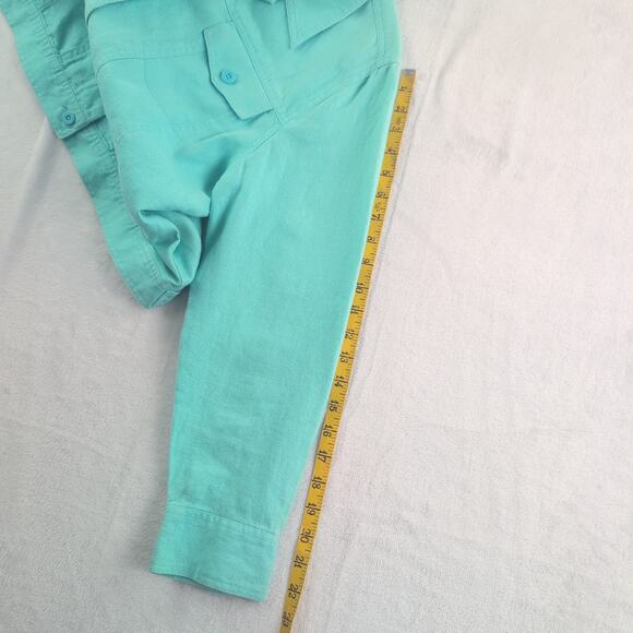 Relativity 100% Linen CoastalCowgirl Boho Button Up Jacket Aqua Women's Med - Picture 8 of 10